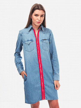 calvin klein denim dress zipper