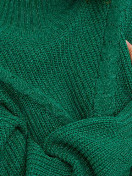 VERO MODA Moteriškas megztinis, VMELLIONE LS HIGHNECK CABLE BLOUSE