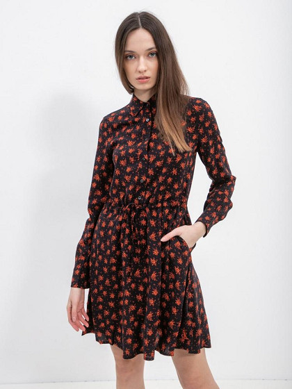 CALVIN KLEIN Marškininė moteriška suknelė, EO/LS FLORAL DRESS