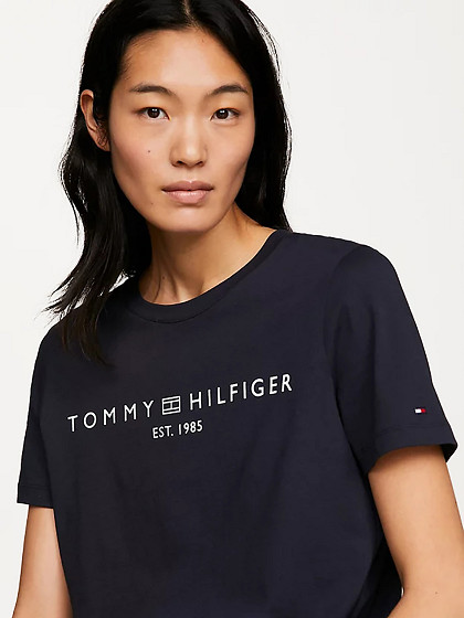 TOMMY HILFIGER Moteriški marškinėliai, SIGNATURE LOGO FLAG EMBROIDERY T-SHIRT