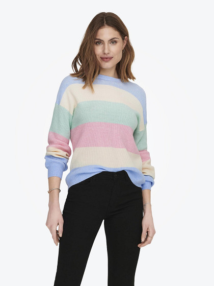 ONLY Moteriškas megztinis, ONLATIA L/S STRIPE PULLOVER KNT NOOS