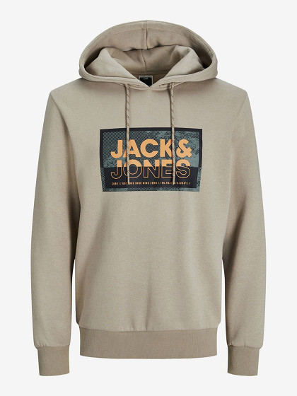 JACK&JONES Vyriškas džemperis, JCOLOGAN SS24 PRINT SWEAT HOOD