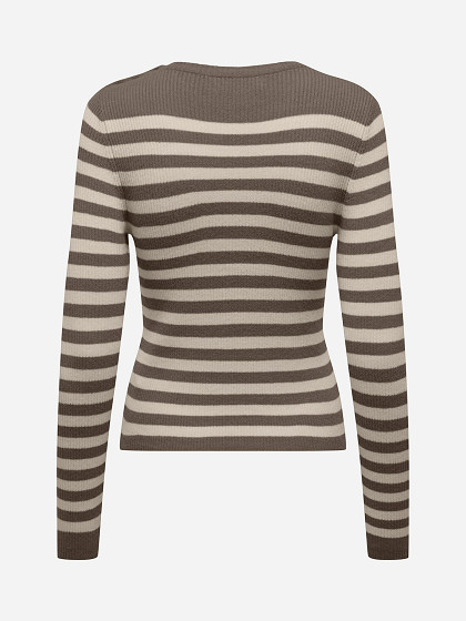 ONLY Moteriškas megztinis, ONLIBI LS STRIPE BUTTON O-NECK CC KNT
