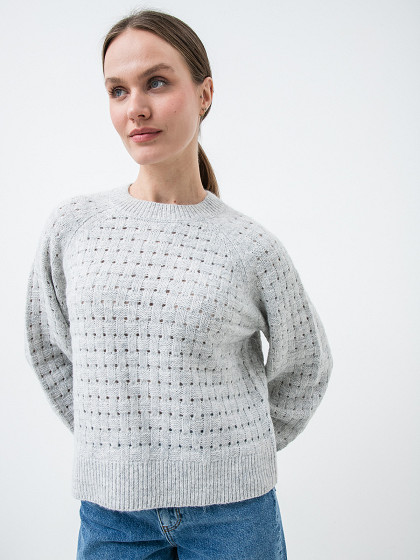 VILA Moteriškas megztinis, VIPOLANA O-NECK WEAVY STRUCTURE KNIT TOP
