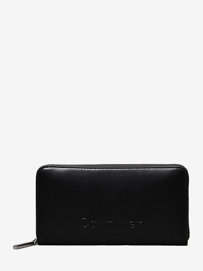 CALVIN KLEIN Moteriška piniginė, EMBOSSED LOGO ZIP LG WALLET