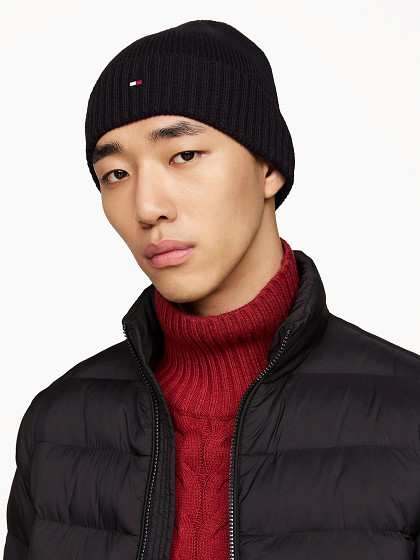 TOMMY HILFIGER Vyriška kepurė su kašmyru, FLAG PIMA COTTON BEANIE