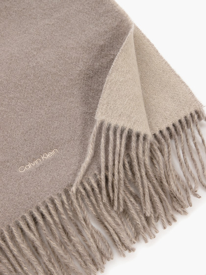 CALVIN KLEIN Šalikas 100% vilna, FRINGES TWO TONES SCARF 40x200