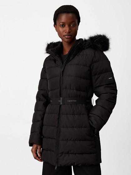 CALVIN KLEIN Žieminė moteriška striukė, MW PADDEDSCUBA BELTED COAT